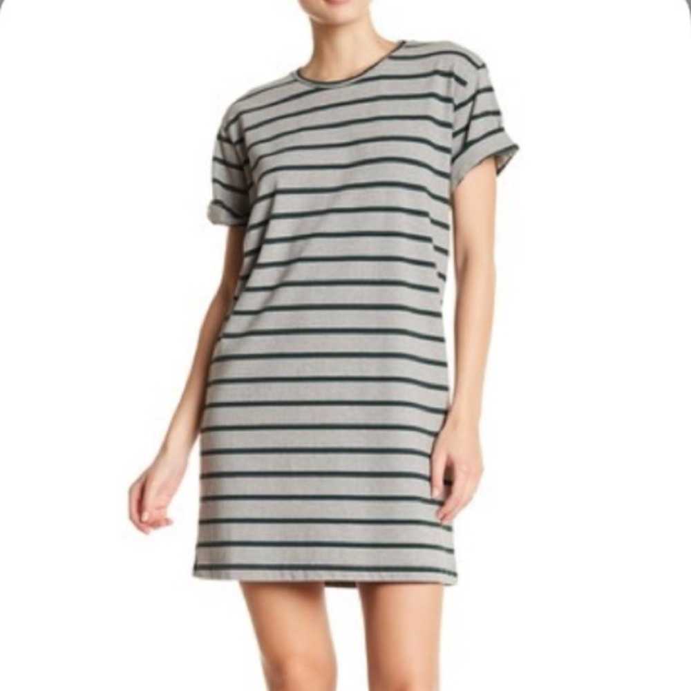 Current and Elliot Grey Striped T-Shirt Dress